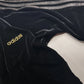 1990s Authentic Adidas Velour Sexy Pilates Princess Vintage Black & Gold Cropped Top - Super Soft & Dreamy Feel - Embroidered Adidas- Leather Striping Shoulder Features