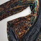 1990s Sexy Vintage Designer Bohemian Rockstar Style Burnt Velvet & Lace Button up Top