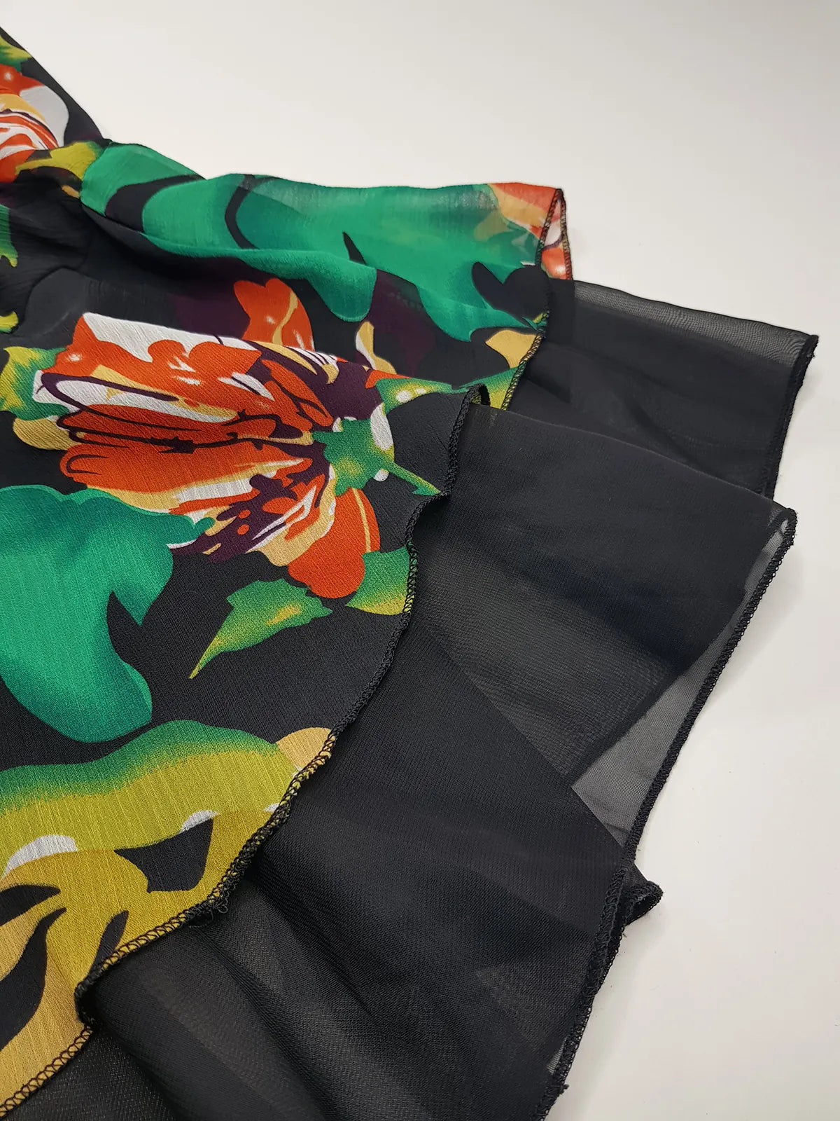 1990s Sexy Bohemian Rockstar Vintage Maxi Skirt / Dress - Floaty Multi Tier Cut - Insane Floral Print - Double Layered