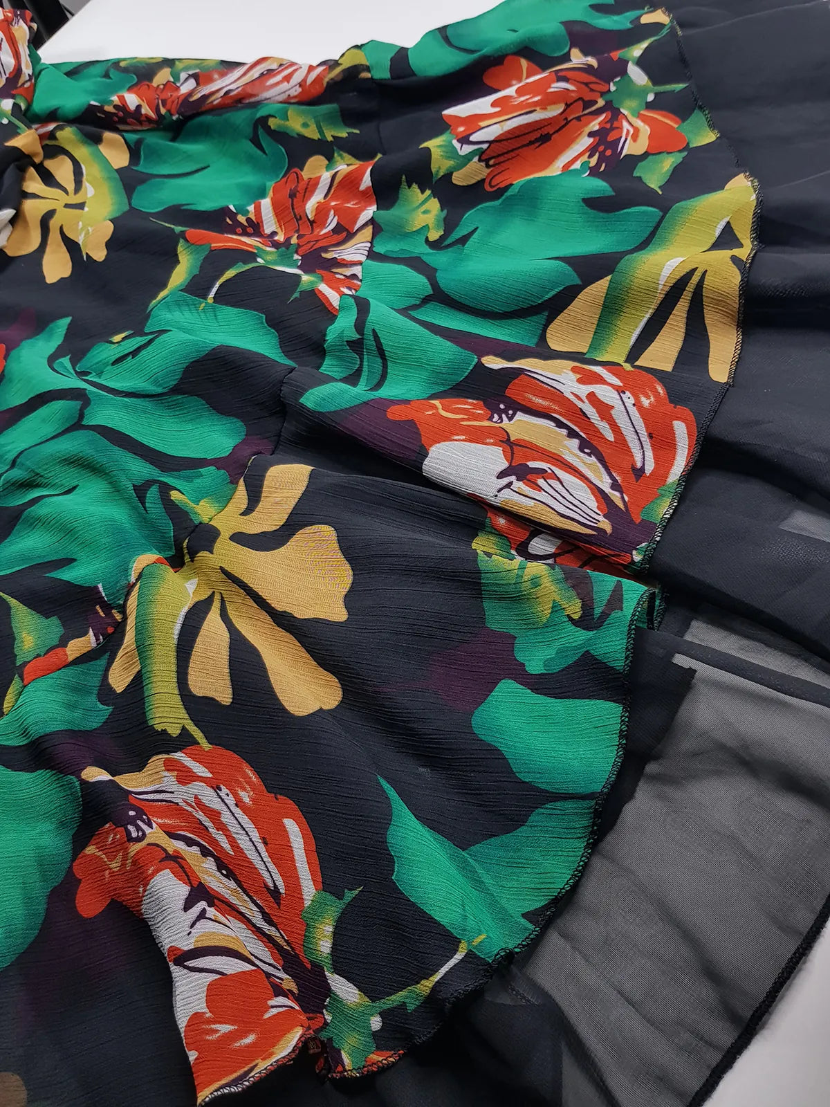 1990s Sexy Bohemian Rockstar Vintage Maxi Skirt / Dress - Floaty Multi Tier Cut - Insane Floral Print - Double Layered