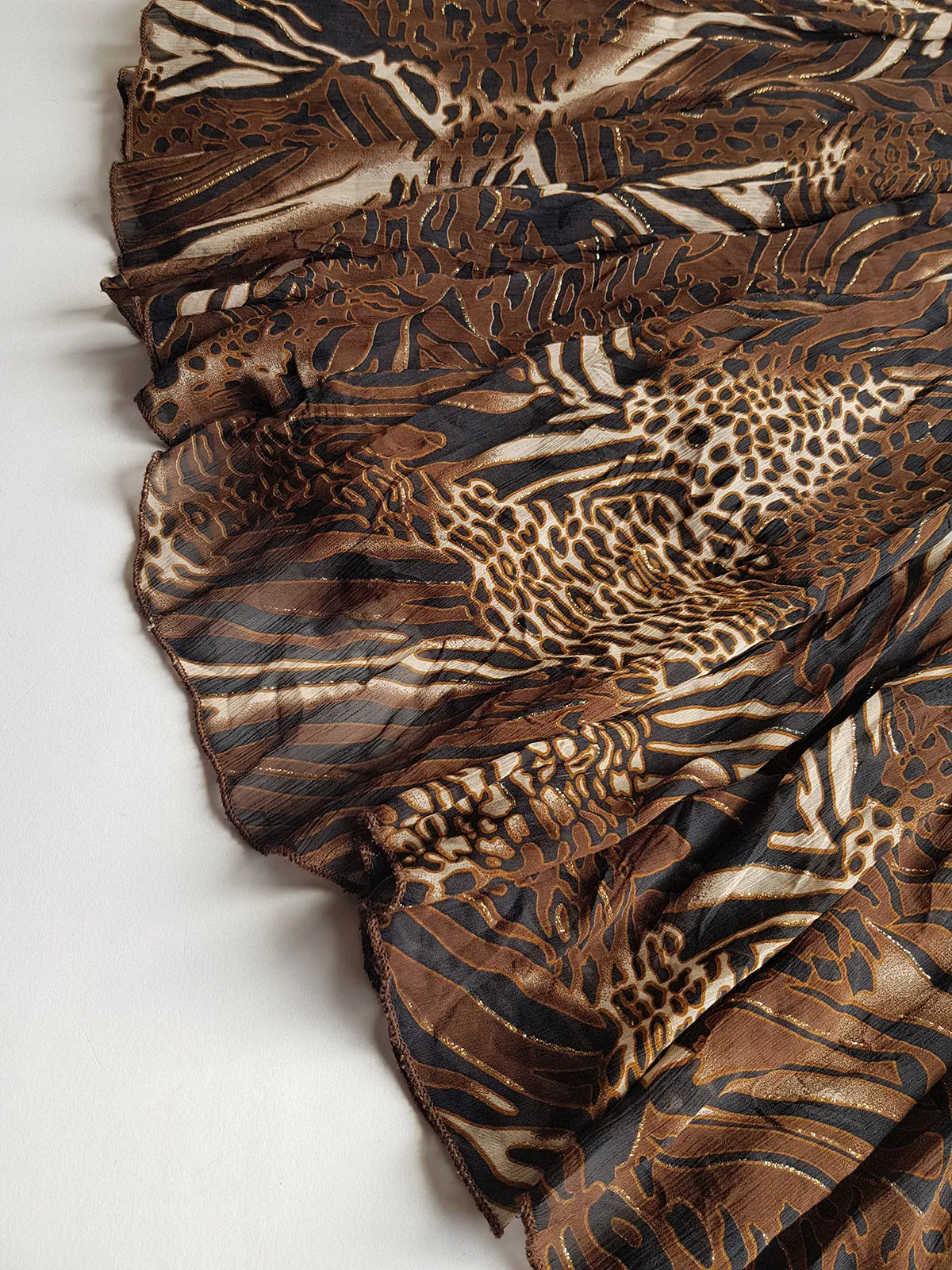 1990s Sexy Bohemian Rockstar Vintage Maxi Skirt / Dress - Floaty Multi Tier Cut - Insane Tiger & Cheetah Print - Multi Layered - Tribal Beading Drawstring Waist