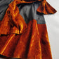 1990s Sexy Vintage Parisian Mini Skirt with absolutely insane burnt fire orange velvet paneling & matching shawl / belt - wear different ways