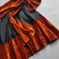 1990s Sexy Vintage Parisian Mini Skirt with absolutely insane burnt fire orange velvet paneling & matching shawl / belt - wear different ways