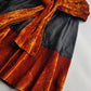 1990s Sexy Vintage Parisian Mini Skirt with absolutely insane burnt fire orange velvet paneling & matching shawl / belt - wear different ways