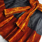 1990s Sexy Vintage Parisian Mini Skirt with absolutely insane burnt fire orange velvet paneling & matching shawl / belt - wear different ways