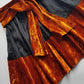 1990s Sexy Vintage Parisian Mini Skirt with absolutely insane burnt fire orange velvet paneling & matching shawl / belt - wear different ways