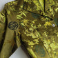 1990s Spectacular Olive Green Oriental Vintage Brocade Jacket - Tailored Fitted - Unbelievably Gorgeous Iridescent Print