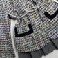 Givenchy Couture Designer Vintage Tweed & Velvet - Wool & Mohair Blazer - Spring Colours - France
