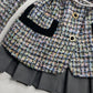 Givenchy Couture Designer Vintage Tweed & Velvet - Wool & Mohair Blazer - Spring Colours - France
