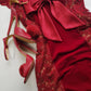 1990s Romantic Ruby Red Designer Vintage Lace & Velvet Dress - Knockout for Evening & The Perfect Dinner Date - Unbelievably Gorgeous
