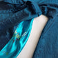 Sumptuous Silk Satin 90s Oriental Brocade & Azure Blue Wrap Jacket / Mini Dress - Perfect Evening Piece