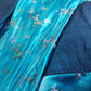 Sumptuous Silk Satin 90s Oriental Brocade & Azure Blue Wrap Jacket / Mini Dress - Perfect Evening Piece