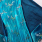 Sumptuous Silk Satin 90s Oriental Brocade & Azure Blue Wrap Jacket / Mini Dress - Perfect Evening Piece