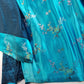 Sumptuous Silk Satin 90s Oriental Brocade & Azure Blue Wrap Jacket / Mini Dress - Perfect Evening Piece