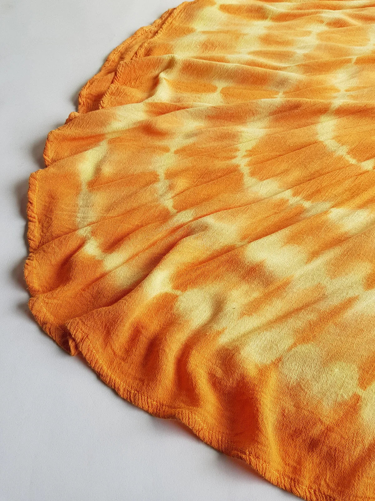 Unbelievable 90s Sunset Yellow & Orange Bohemian Goddess Sundress - Embroidered Silky Soft Cotton - Bohemian Goddess - Hand Dyed - Asymmetrical Hemline & Flattering Hourglass Shape