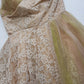 1950s One of a Kind Couture Standout Piece -  Frothy Matcha Latte Lace Gown - Halter Top & Tailored Bust - Unique Tones of Latte & Muted Matcha Greens - Structural Mesh Bust & Skirt Features - Multiple Layers of Lace & Mesh