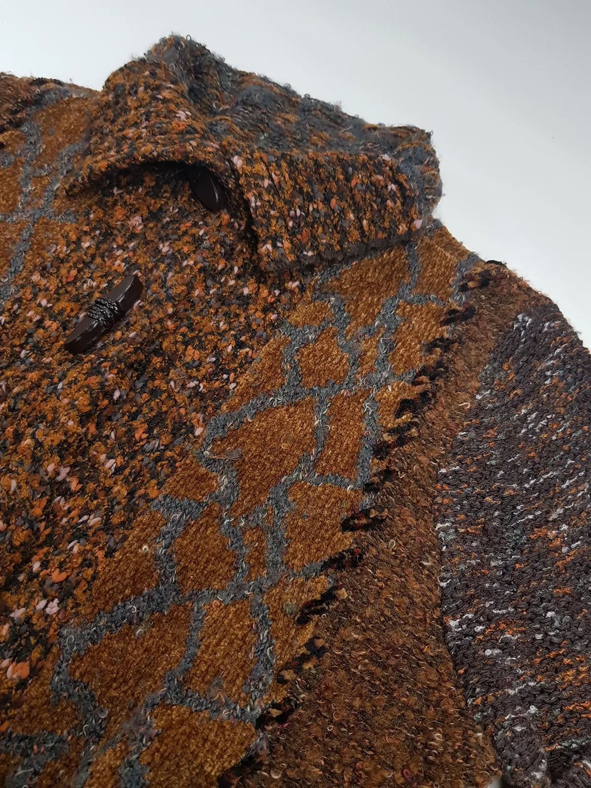 Vintage 1990s Sexy Earth Fairy Woodland Toned -  Hand Knitted Jacket with Leather Toggle Buttons