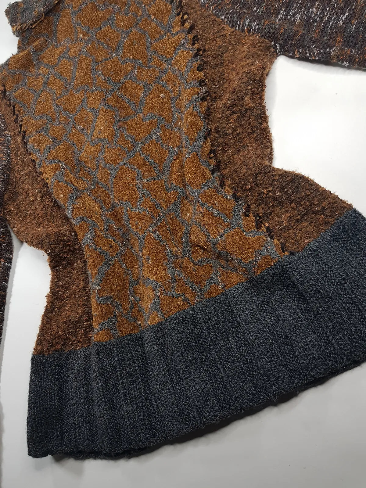 Vintage 1990s Sexy Earth Fairy Woodland Toned -  Hand Knitted Jacket with Leather Toggle Buttons