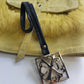 Christian LaCroix Designer Ornate Black Leather & Gold Hardware Bag charm with Signature CL Emblem & Stamp