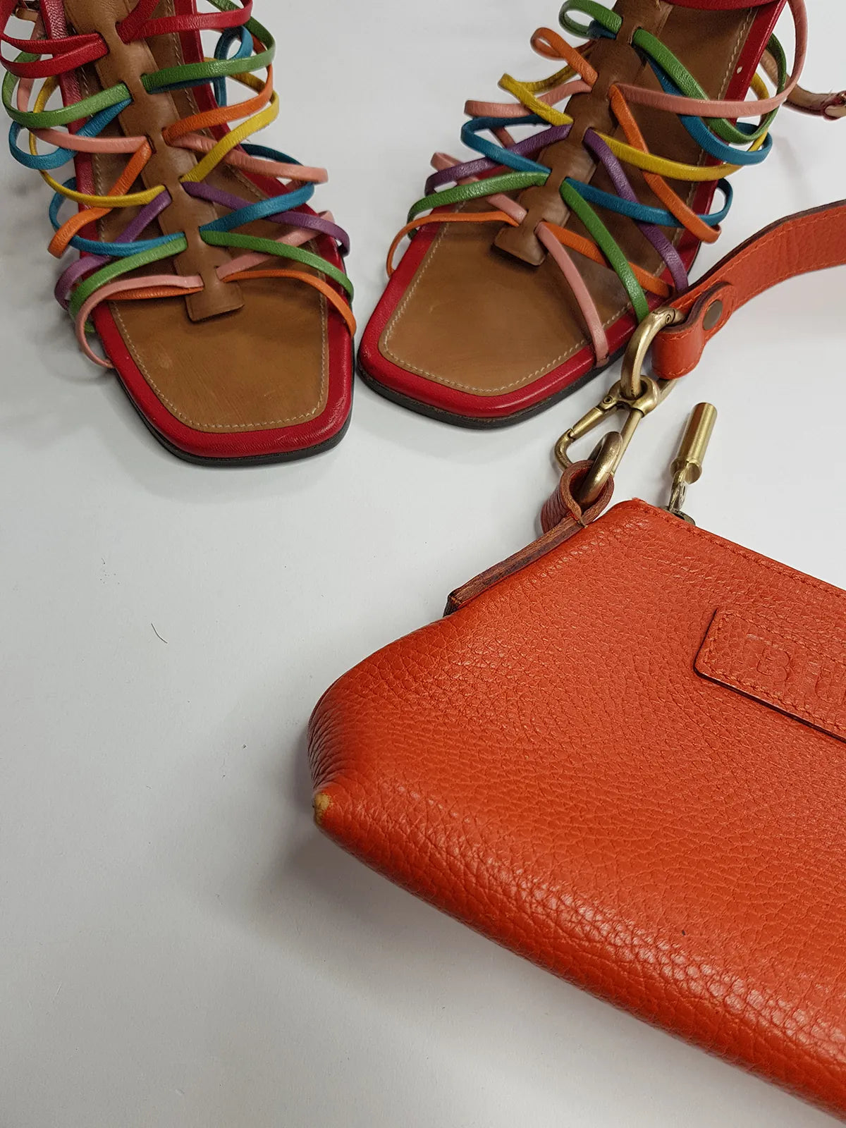 Authentic Burberry Purse in Tangerine - Genuine Leather - Made in Italy - Stamped - Antique Gold Hardware - Perfect Stitching