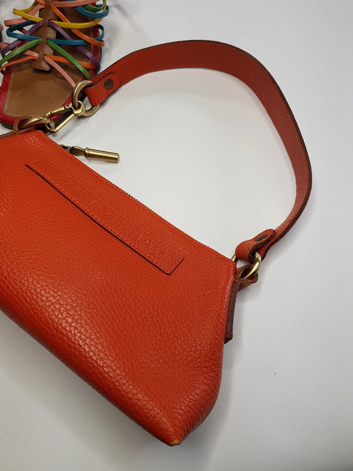 Authentic Burberry Purse in Tangerine - Genuine Leather - Made in Italy - Stamped - Antique Gold Hardware - Perfect Stitching