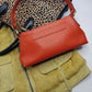 Authentic Burberry Purse in Tangerine - Genuine Leather - Made in Italy - Stamped - Antique Gold Hardware - Perfect Stitching