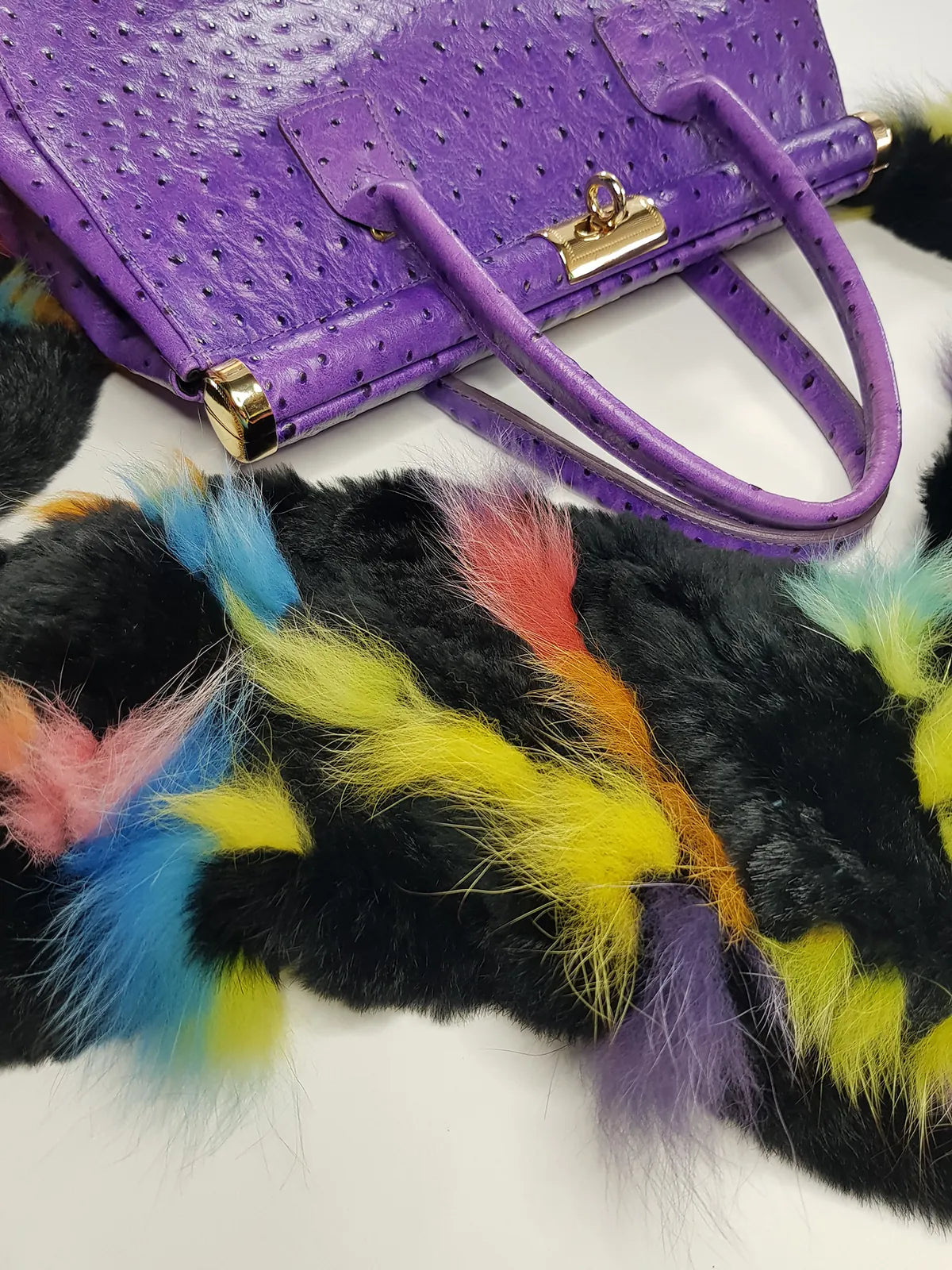 Vintage 70s Rich Glamour Italian Made Designer Borse in Pelle Genuine Ostrich Leather Bag