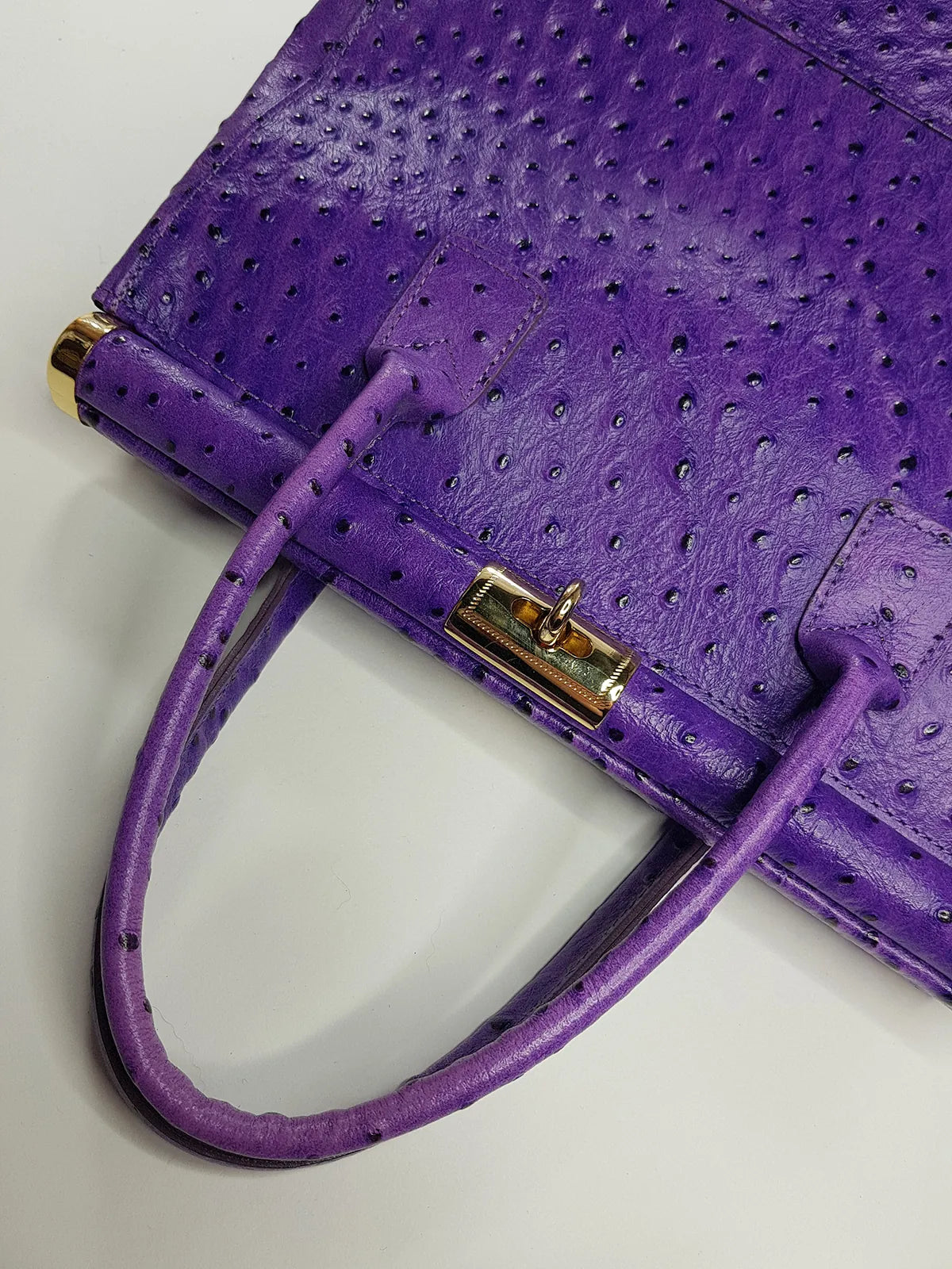 Vintage 70s Rich Glamour Italian Made Designer Borse in Pelle Genuine Ostrich Leather Bag