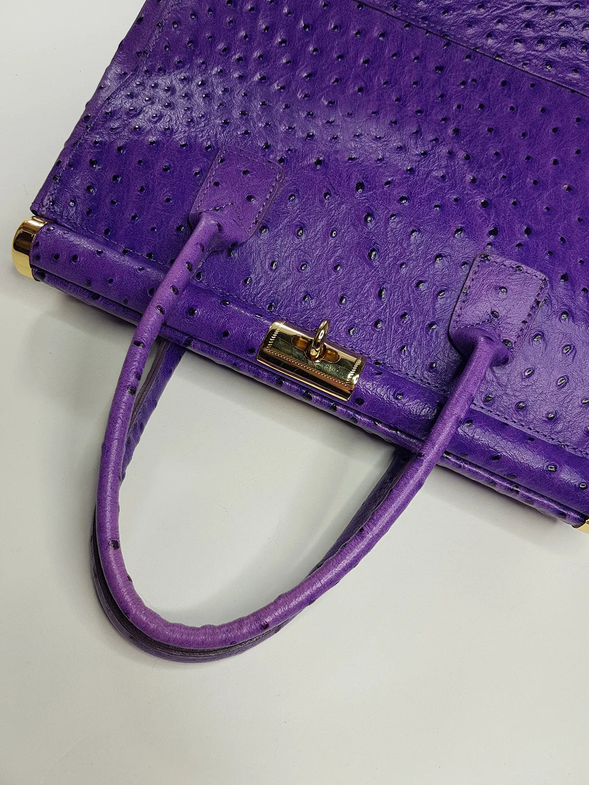 Vintage 70s Rich Glamour Italian Made Designer Borse in Pelle Genuine Ostrich Leather Bag