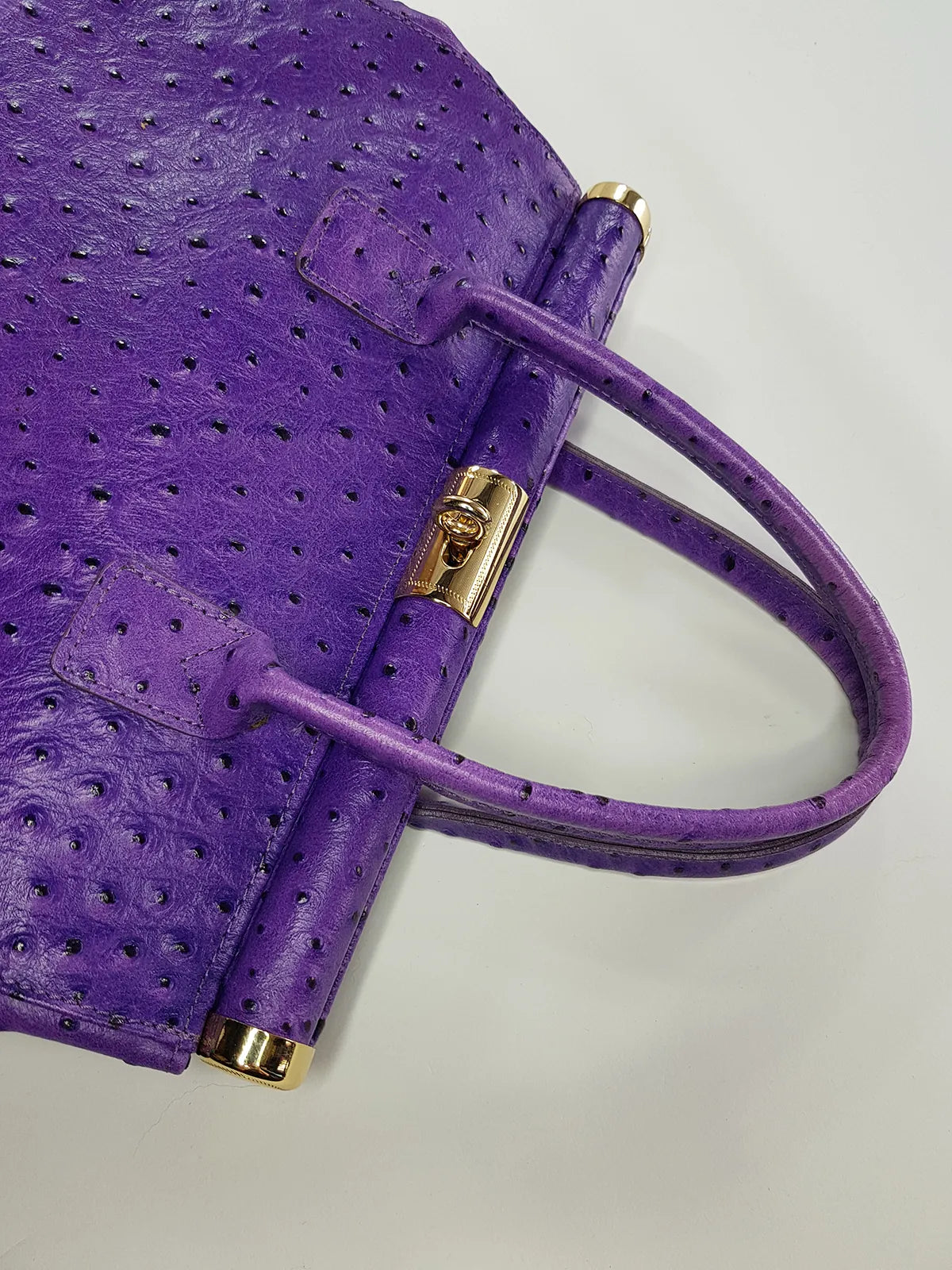 Vintage 70s Rich Glamour Italian Made Designer Borse in Pelle Genuine Ostrich Leather Bag