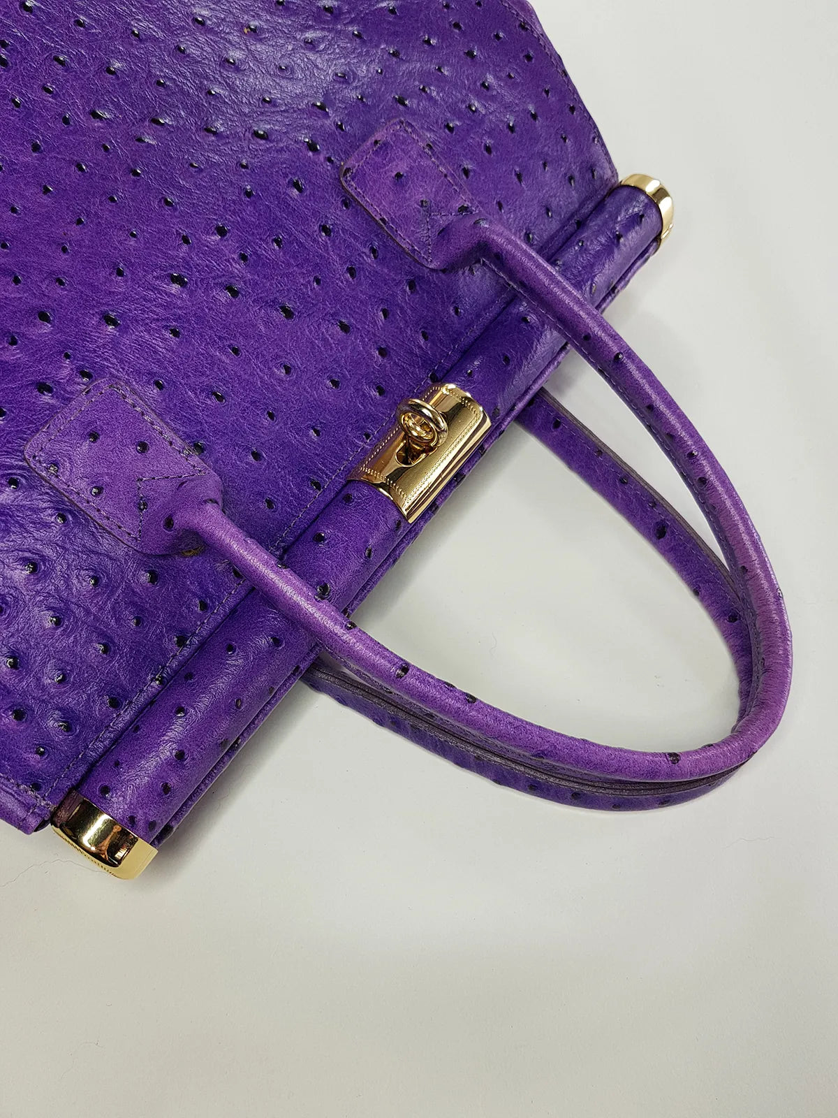 Vintage 70s Rich Glamour Italian Made Designer Borse in Pelle Genuine Ostrich Leather Bag