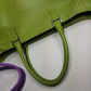 Leather Burberry Designer Handbag in Green - Made in Italy - Stamped - Silver Hardware - Iconic Burberry Signature Plaid Lining