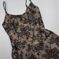 Jessica Mclintock Designer 90s Vintage Lace Overlay Gown - Black Lace & Nude - Boned Bodice - Fitted Bust & Glamourous Skirt