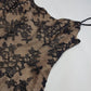 Jessica Mclintock Designer 90s Vintage Lace Overlay Gown - Black Lace & Nude - Boned Bodice - Fitted Bust & Glamourous Skirt