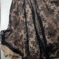 Jessica Mclintock Designer 90s Vintage Lace Overlay Gown - Black Lace & Nude - Boned Bodice - Fitted Bust & Glamourous Skirt