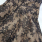 Jessica Mclintock Designer 90s Vintage Lace Overlay Gown - Black Lace & Nude - Boned Bodice - Fitted Bust & Glamourous Skirt