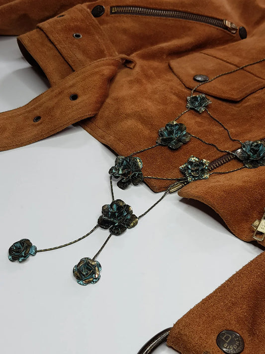 Vintage 1990s Patina Genuine Metal Flower Necklace