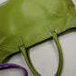 Leather Burberry Designer Handbag in Green - Made in Italy - Stamped - Silver Hardware - Iconic Burberry Signature Plaid Lining