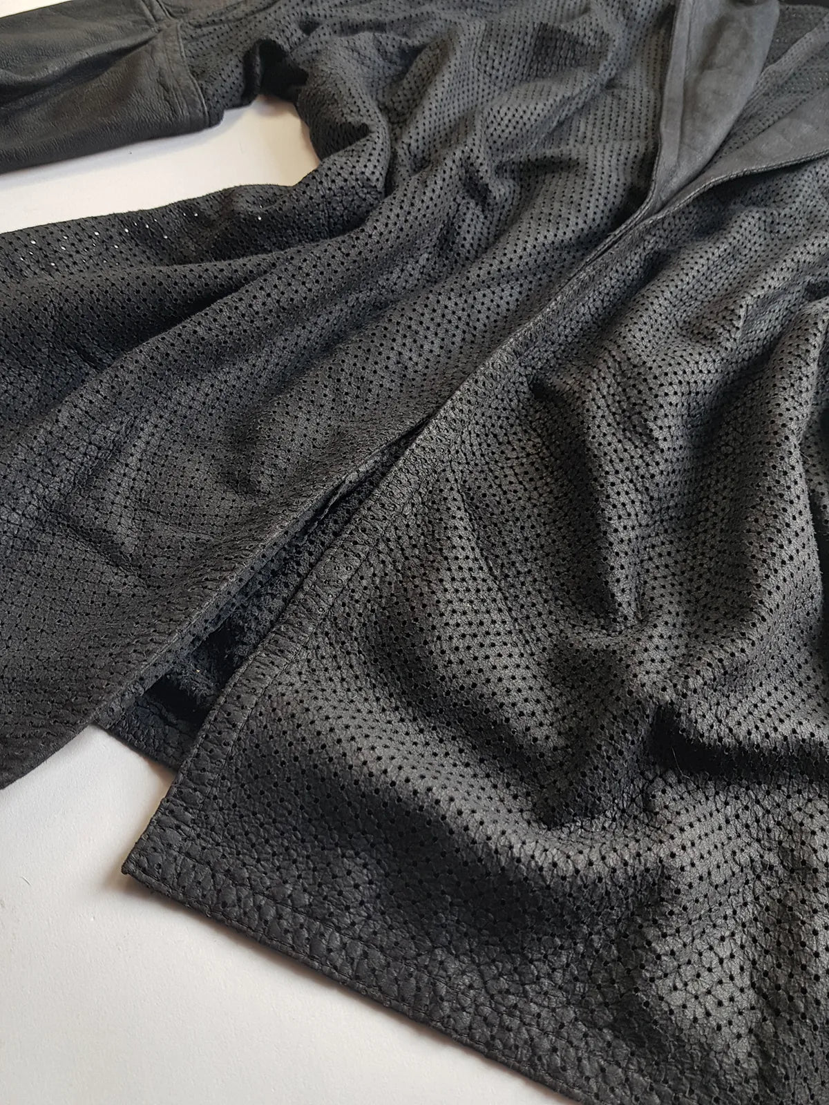 Vintage Italian Rare 100% Genuine Leather Jacket in Black - Buttery Soft & Beautifully Draped Perforated Leather - Motorcycle Vibes but very light to wear