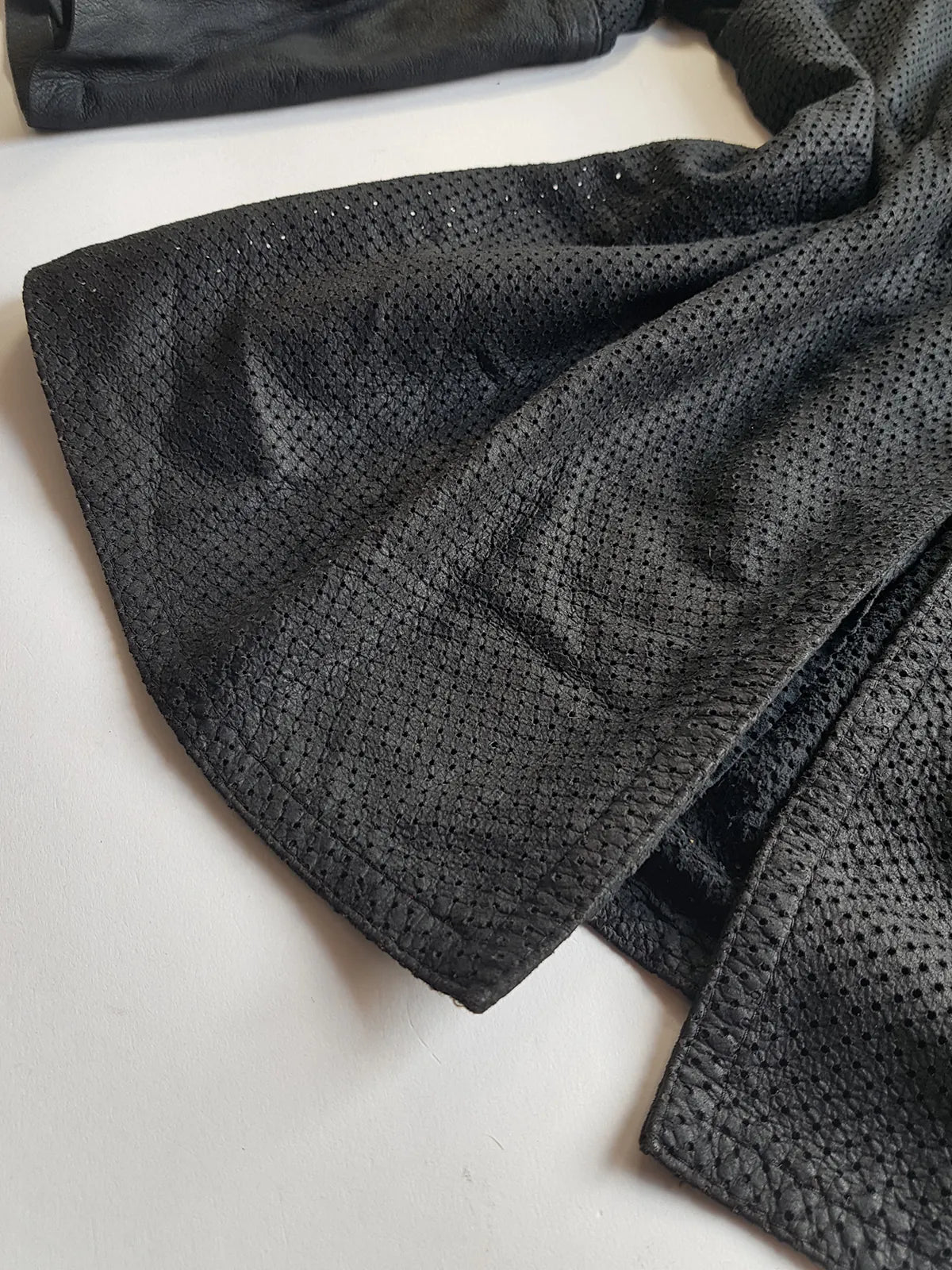 Vintage Italian Rare 100% Genuine Leather Jacket in Black - Buttery Soft & Beautifully Draped Perforated Leather - Motorcycle Vibes but very light to wear