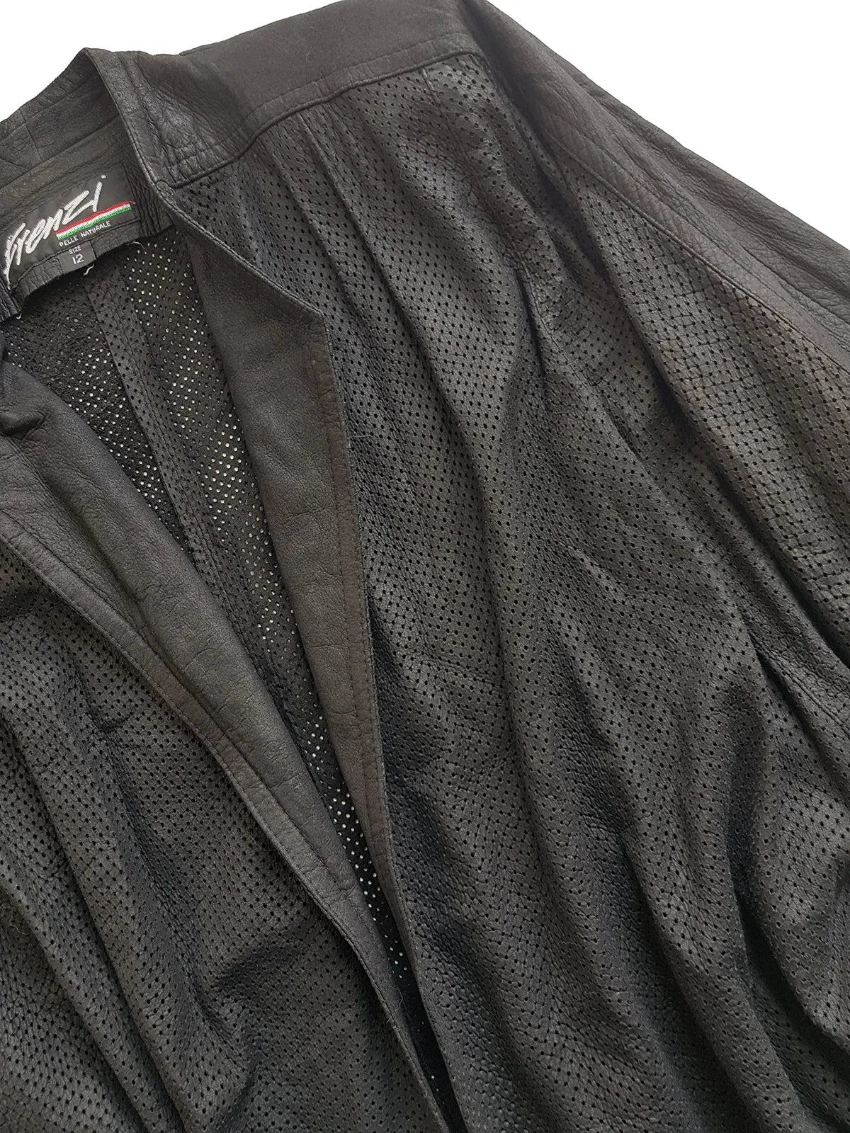 Vintage Italian Rare 100% Genuine Leather Jacket in Black - Buttery Soft & Beautifully Draped Perforated Leather - Motorcycle Vibes but very light to wear