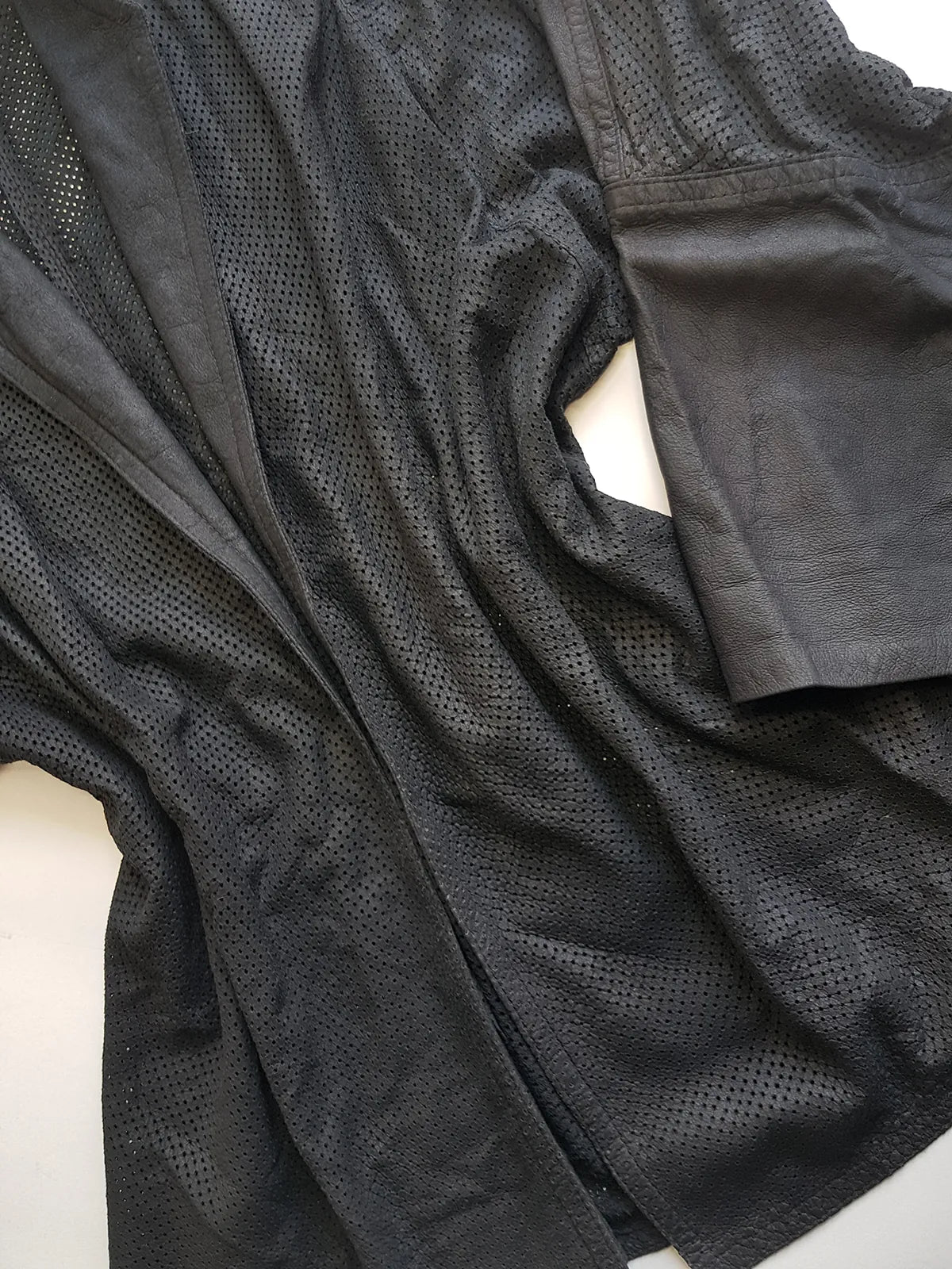 Vintage Italian Rare 100% Genuine Leather Jacket in Black - Buttery Soft & Beautifully Draped Perforated Leather - Motorcycle Vibes but very light to wear