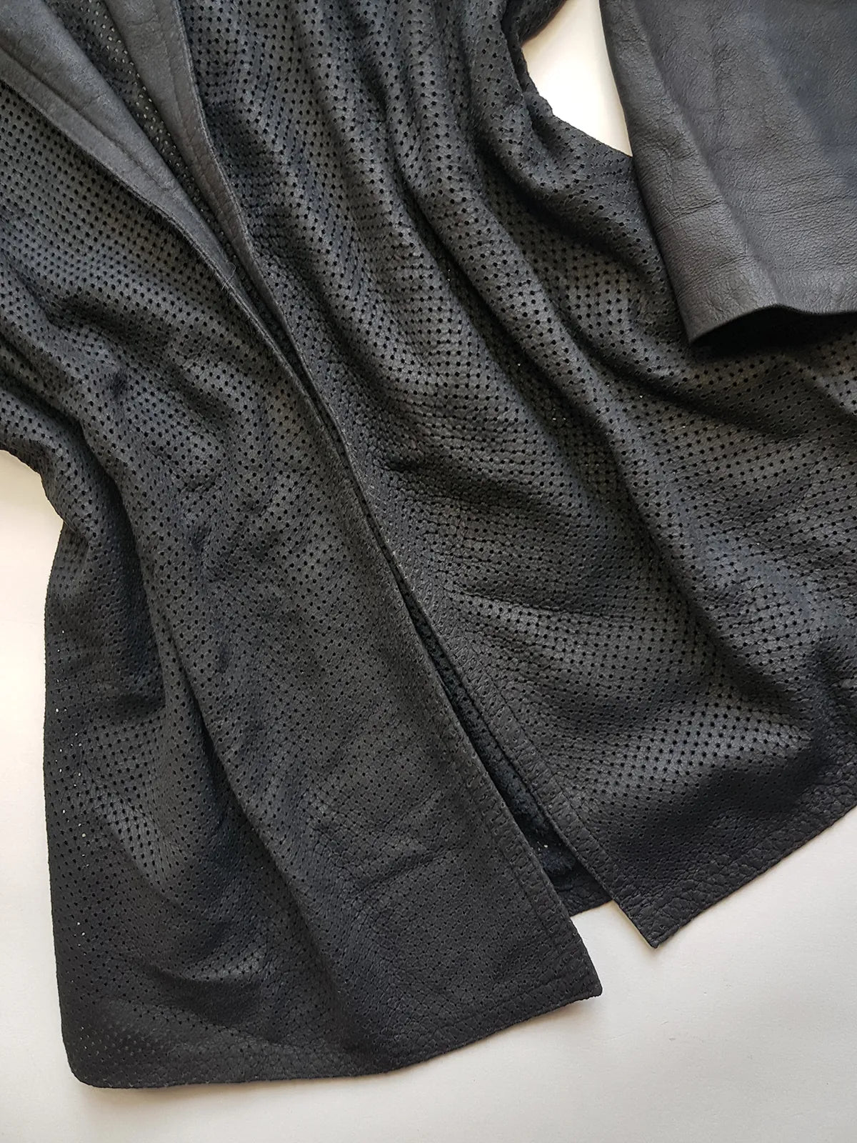 Vintage Italian Rare 100% Genuine Leather Jacket in Black - Buttery Soft & Beautifully Draped Perforated Leather - Motorcycle Vibes but very light to wear