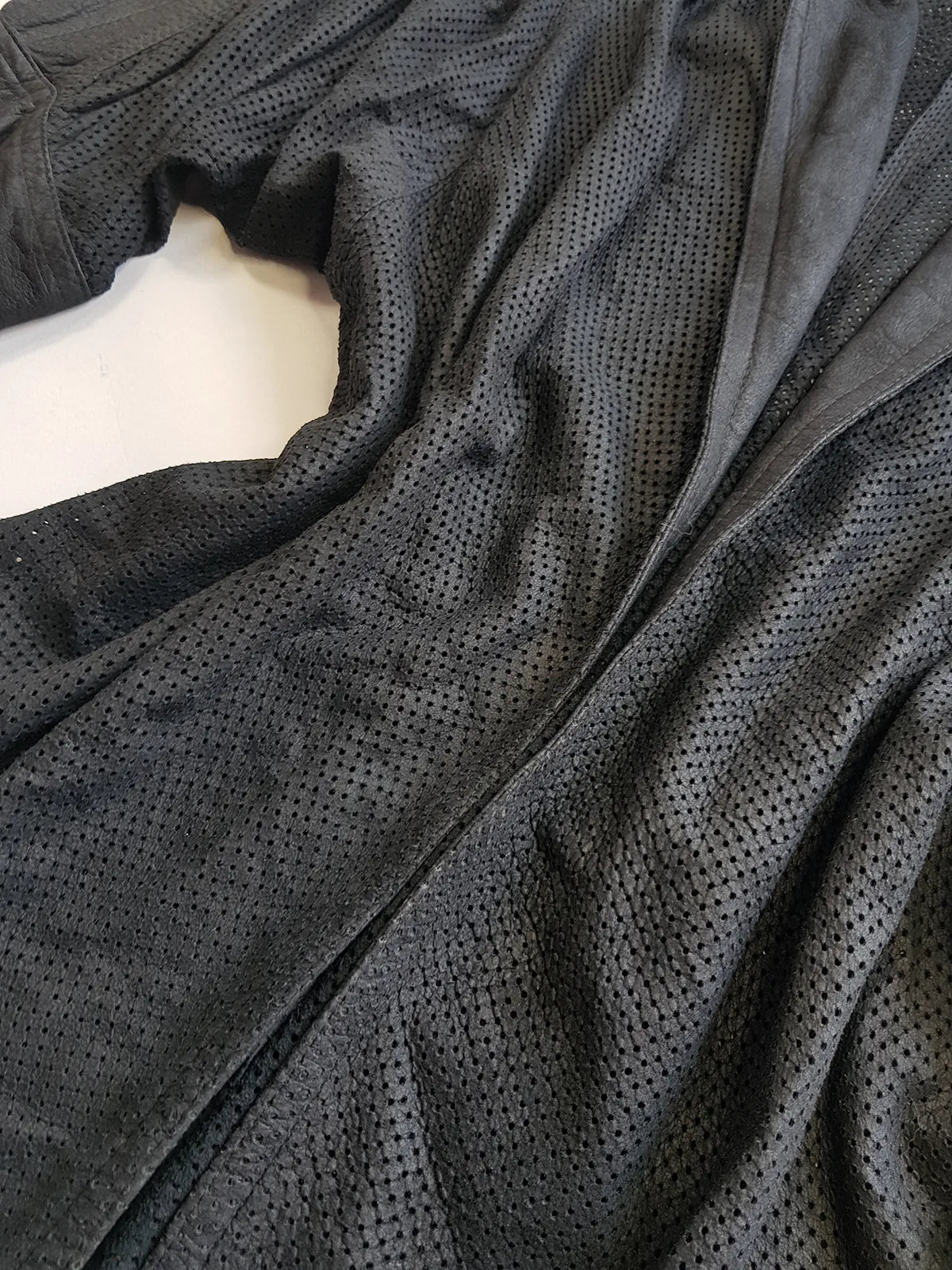 Vintage Italian Rare 100% Genuine Leather Jacket in Black - Buttery Soft & Beautifully Draped Perforated Leather - Motorcycle Vibes but very light to wear