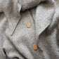 Vintage Chic Wool Coat in Very Light Soft Grey - 3/4 Length - Scarf Tie Neck that can be worn multiple ways - Button Closure - Pockets - Fully Lined