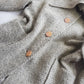 Vintage Chic Wool Coat in Very Light Soft Grey - 3/4 Length - Scarf Tie Neck that can be worn multiple ways - Button Closure - Pockets - Fully Lined