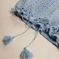 Very Sweet 1950s Rare Handmade knit top in Baby Blue - So Marilyn Monroe off-duty Vibes - Hand knitted pure wool - Square Neck - Drawstring Cinched Waist & Little Tassels