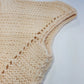 Rare 1970s handmade Knit Vest in Ivory - Hand knitted pure wool - V Neck & Hemline - Structured Waist - Perfect as a trans-seasonal piece worn over a flouncy shirt
