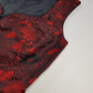 90s Brocade Corset top in Black with Vibrant Red - Impeccable Tailoring with Satin Edging & Buttons up the front - Incredibly Sexy Piece - Versatile & High Quality Fabric