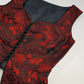 90s Brocade Corset top in Black with Vibrant Red - Impeccable Tailoring with Satin Edging & Buttons up the front - Incredibly Sexy Piece - Versatile & High Quality Fabric